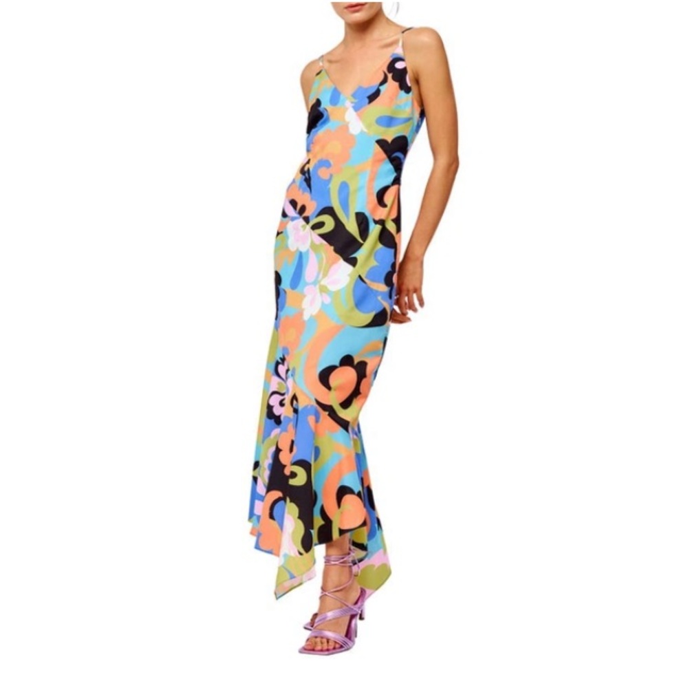 Ciebon Monika Floral Maxi Slipdress In Blue Multi